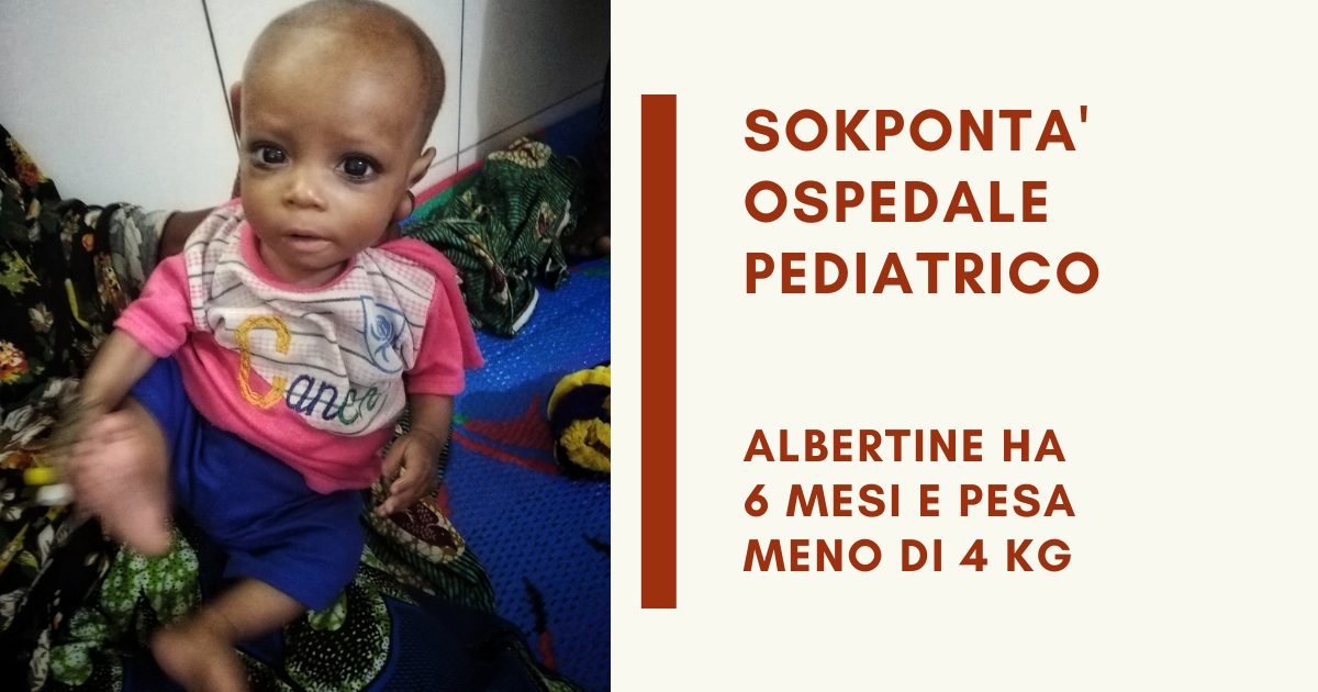 Albertine ricoverata all'Ospedale pediatrico di Sokpontà
